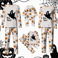 thumbnail image 2 of Family Matching Pajamas Halloween Pumpkin Print Long Sleeve Crewneck Tops and Pant Set for Men Satin 2 Pcs Sleepwear - Man, 2 of 9