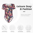 thumbnail image 6 of Rateoe Skull Blue Flower Printed Women Rash Guard Short Sleeve,Tummy control Swimsuit Surfing Swimsuit Bathing Suit Short-sleeved Onesie UPF 50+, 6 of 6