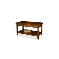 Rustic Coffee Table with Storage - 2 Drawer Living Room Table, Old World Charm, Oak Finish, 38"L