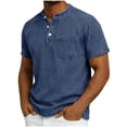 thumbnail image 2 of Miqool Washed Denim Shirt for Man Short Sleeve Collared Casual Lightweight Ruched Summer Jean Top with Chest Pockets, 2 of 8