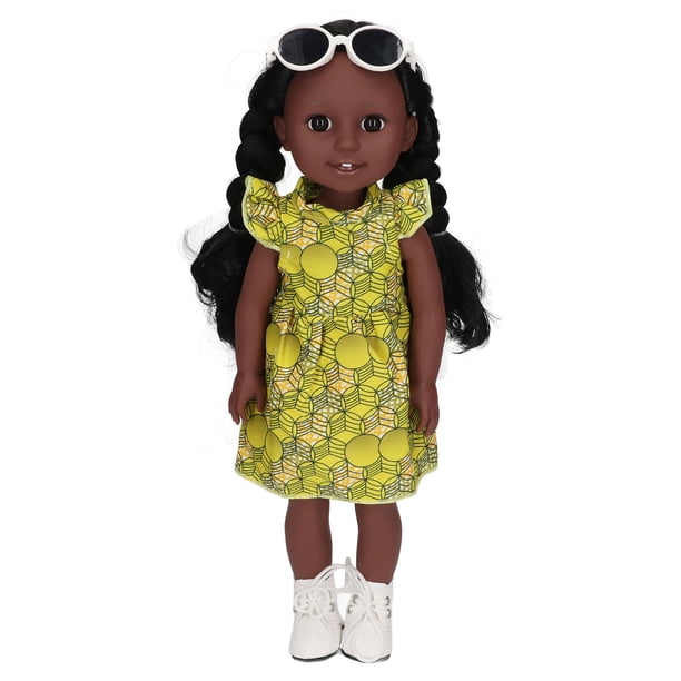 Muñeca Negra, Encantadora Muñeca De Vinilo Exquisita De Regalo De Cumpleaños A La Moda Con Gafas Para El Dormitorio Del Hogar Universal Otros