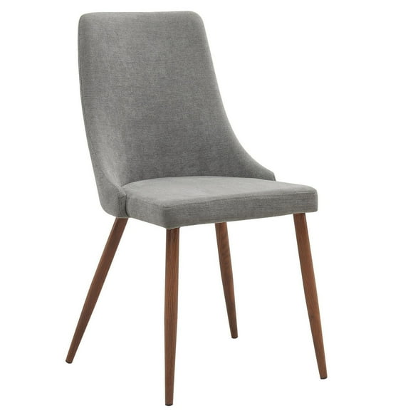 Ensemble de deux chaises d'appoint de mi-siècle en tissu et métal – grises