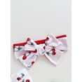 thumbnail image 6 of Arvbitana Baby Girls Fly Sleeve Romper Cherry Print Square Neck Hollowed Patchwork Bodysuit with Bow Headband 3M 6M 12M 18M Newborn Infant Cute Summer Clothes, 6 of 9