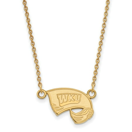 Western Gems Pendant Solid 925 Sterling Silver with Gold-Toned Western Kentucky U Small Pendant with Necklace (17mm) ()