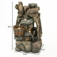 thumbnail image 5 of LuxenHome Resin Stacked Rock Wall and Barrel Outdoor Fountain with LED Lights, 5 of 6