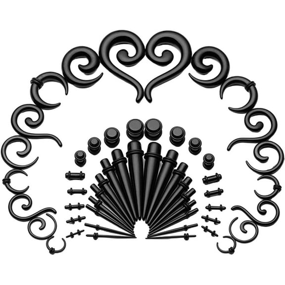 FIGT-Vaveren 36/54 Pieces Acrylic Ear Stretching Kit Stretchers Set 14G-00G Gauge for Ear Tapers Tunnels and Plugs Set Expander UV Lightweight Body Jewelry【0514】