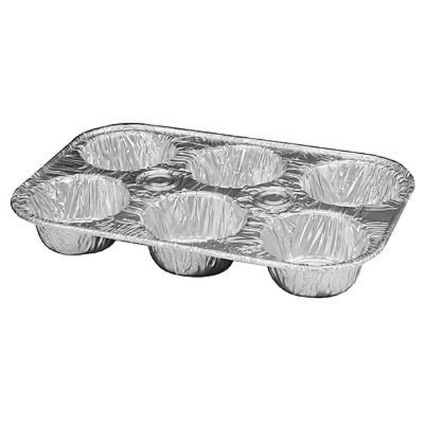 Durable Packaging 6Cup Aluminum Foil Muffin Cupcake Pan 25/Pk