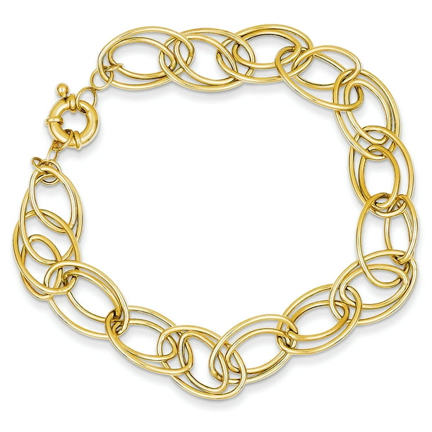14k Yellow Gold Oval Link Bracelet Chain Fancy 