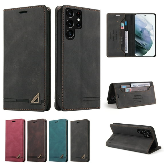 For Samsung Galaxy S22/S22+/S22 Ultra Phone Case,Shockproof Retro Leather Flip Wallet Card Holder Cover,Silm Stand Case Cover