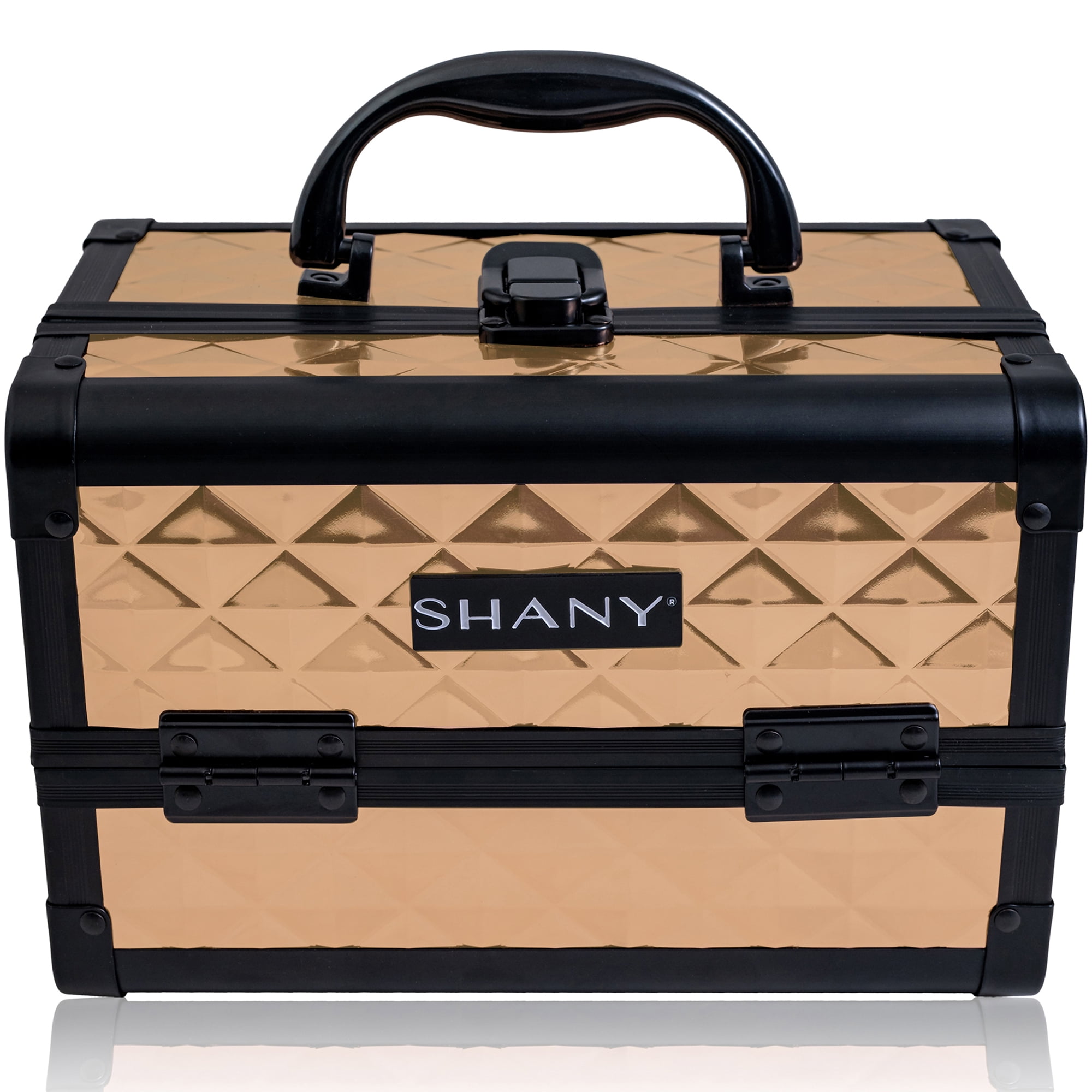 SHANY Chic Makeup Train Case Cosmetic Box Portable Makeup Case Cosmetics Beauty Organizer Jewelry storage with Locks , Multi trays Makeup Storage Box with Makeup Mirror - ROSA