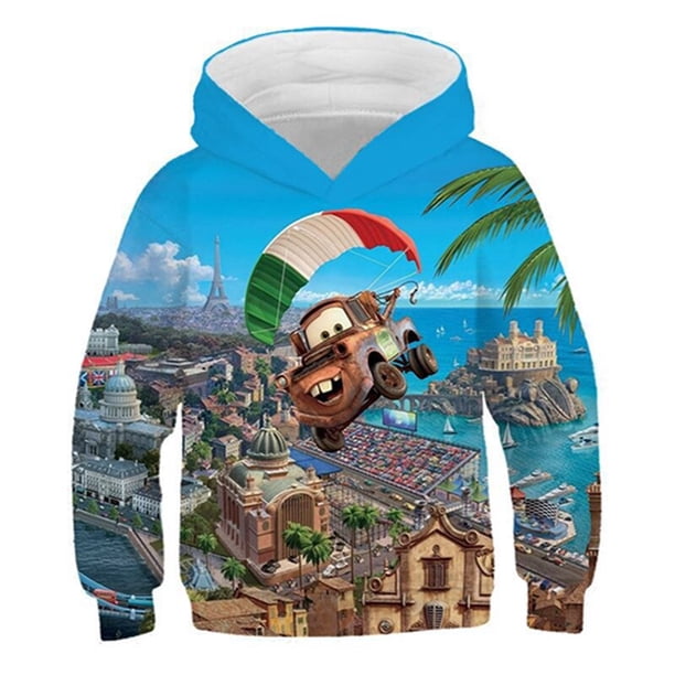 Sudadera con capucha, camiseta a la moda para niñas, camiseta de manga larga para bebés, ropa para niños, Tops, abrigos para niños, camisetas de coche Mcqueen de dibujos animados 4XL Gao Jinjia LED