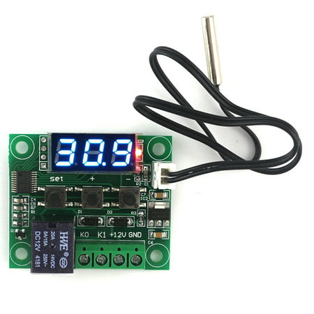 W1209 Blue LED Digital Temperature Controller Board Micro Thermostat Electronic Temp Control 12V DC Sensor Module Switch with One-channel Relay and