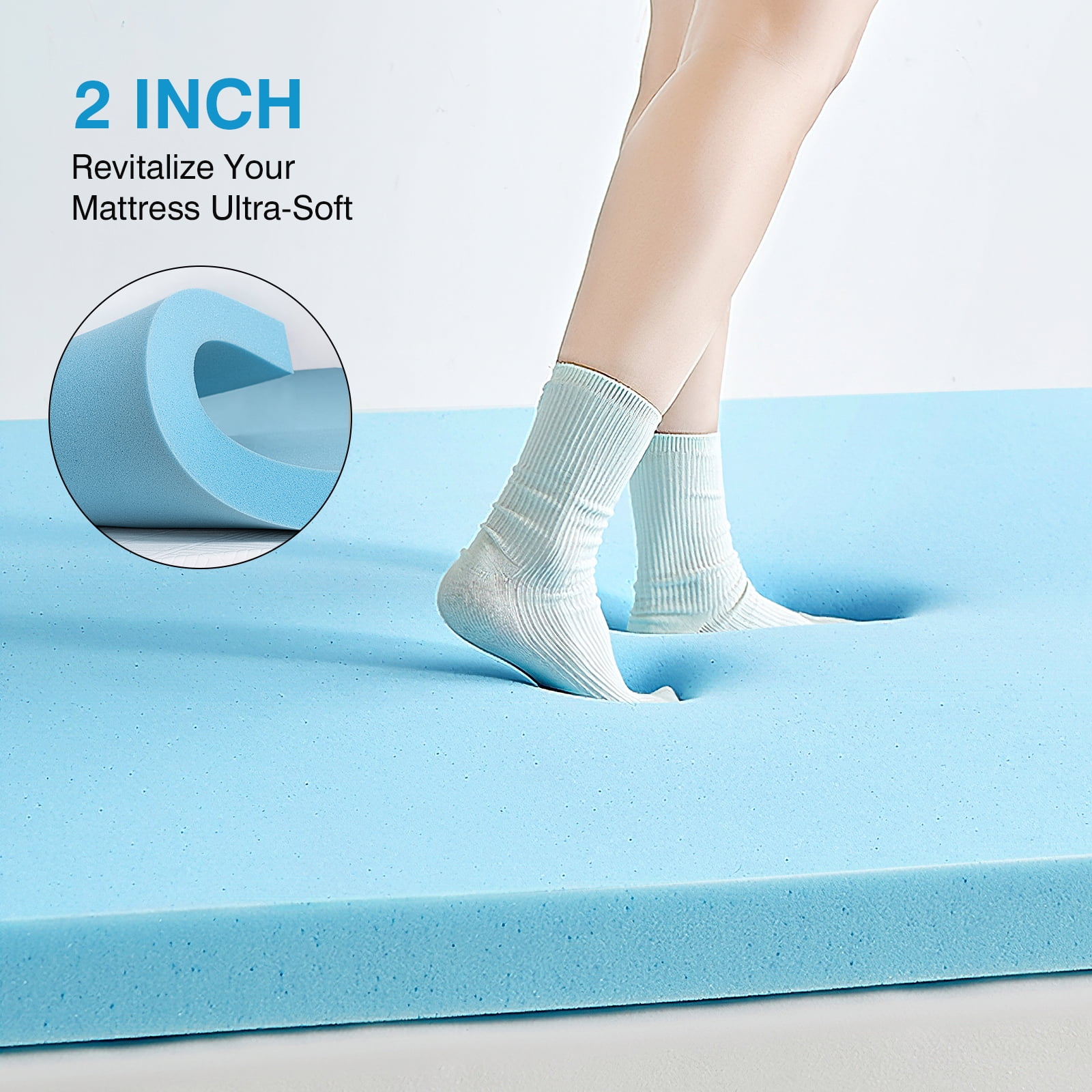 Fapo Dual Layer 4-Inch Memory Foam Mattress Topper, Including 2" Memory Foam and 5" Soft Breathable Quilted Pillow Top Mattress Pad, Full Size