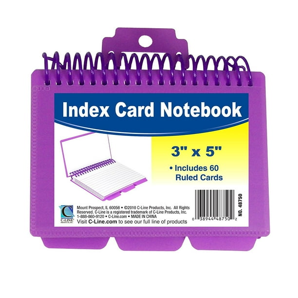 CLine Spiral Bound Index Card Notebook with Tabs, Includes 60 Ruled 3