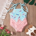 thumbnail image 5 of FINALGANG Baby Toddler Girls Ice Cream Sprinkle Print Tie Strap One Piece Swimsuit For Beach Vacations Pool Parties Summer Holiday Water Activities Cozy Swimwear, 5 of 9