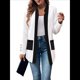 thumbnail image 3 of Chaqueta de Larga con Cuello de Muesca, Color y Negro, para Mujer, Básica, Otoño-Invierno. M, 3 of 9
