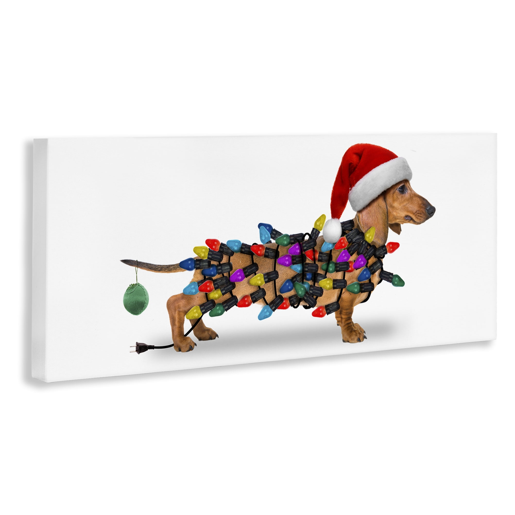 Stupell Industries Holiday Lights Dachshund Holiday Painting Gallery Wrapped Canvas Art Prints Wall Art, 40 x 17