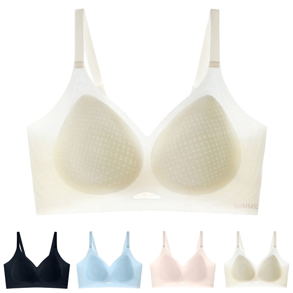 YLOMAY Womans Bras Underwear Woman Push up No Underwire Bras Solid Color Ventilate Brassiere Loose Everyday Wear Beige L