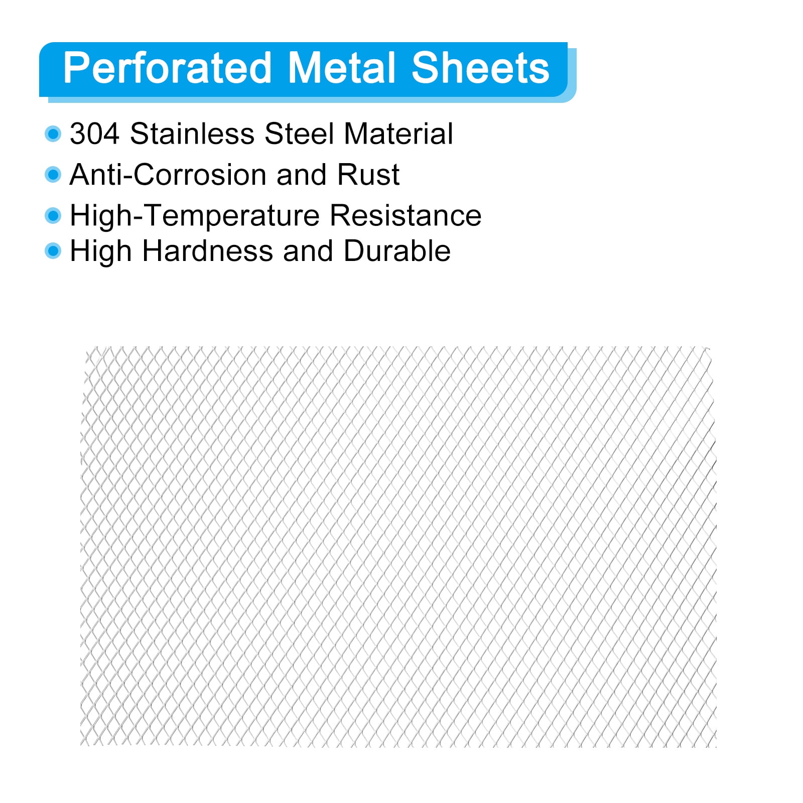Uxcell 9.8"L x 13"W Perforated Metal Sheets, 1Pcs 19Ga 7x12mm Rhombus Hole Aluminum Mesh Expanded Perforated Plate for Ventilation Filtration Dryer Vent Grill Guard Screen, Silver Tone