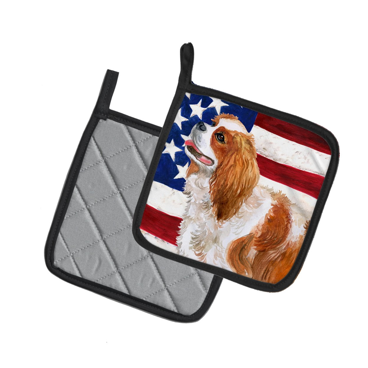 Caroline's Treasures Cavalier Spaniel Patriotic Pair of Pot Holders