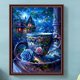 thumbnail image 1 of Cuadros Decorativos 5D bricolaje taladro redondo completo diamante pintura Kit taza de té rosa decoración del hogar arte artesanal Wdftyju embutido en tela, 1 of 1