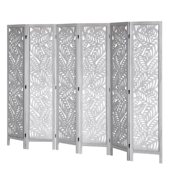 6 Panel Wood Room Divider-66.9inch Folding Privacy Screen&Carved Indoor Partition for Home,Office,Restaurant&Bedroom Decor