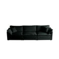 thumbnail image 3 of Mid-Century Modern Couch 3-Seater Sofa with 2 Armrest Pillows and 3 Toss Pillows, Couch for Living Room Black Chenille, 3 of 12