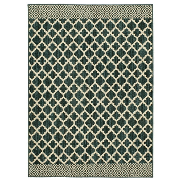 Mohawk Home Modern Basics Moroccan Lattice Sapphire/Cream Tufted Area Rug, 8'x10', Blue
