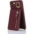 thumbnail image 6 of iPhone 7 Plus/8 Plus Case with Card Holder for Women, iPhone 7 Plus/8 Plus Phone Case Wallet with Strap Credit Card Slots Crossbody with Kickstand Zipper Case - Red Wine, 6 of 12