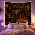 thumbnail image 2 of Pumpkins in a Black and Orange Gate Courtyard, Mysterious Gothic Style for Home Decor Fans, Autumn Lantern Art, Halloween Gift, Tapestry Wall Hanging for Bedroom and Den, 2 of 7