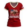 thumbnail image 5 of YVNAURA Women's Patriotic 250th Anniversary T Shirt V Neck USA Flag Graphic 1776-2026 Tee Semiquincentennial Family Heritage Keepsake Gift for Mom Wife Grandmother 4th of July, Red, L, 5 of 9