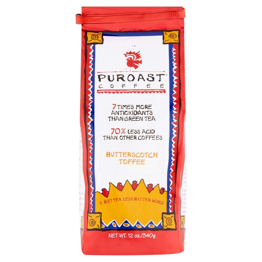 Puroast Butterscotch Toffee Ground Coffee, 12 oz Bag