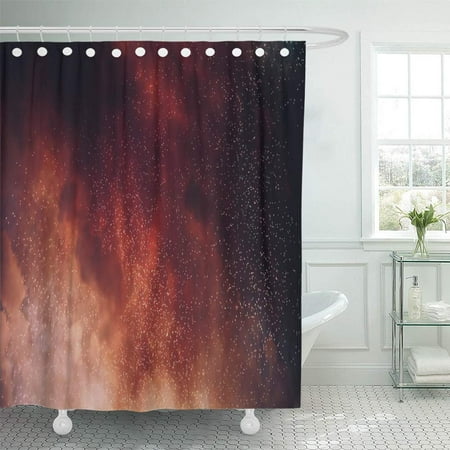 PKNMT Red Fire Stars on Bokeh Sparks Bonfire Night Orange Hell Black Blacksmith Sky Ash Bathroom Shower Curtain 66x72 inch