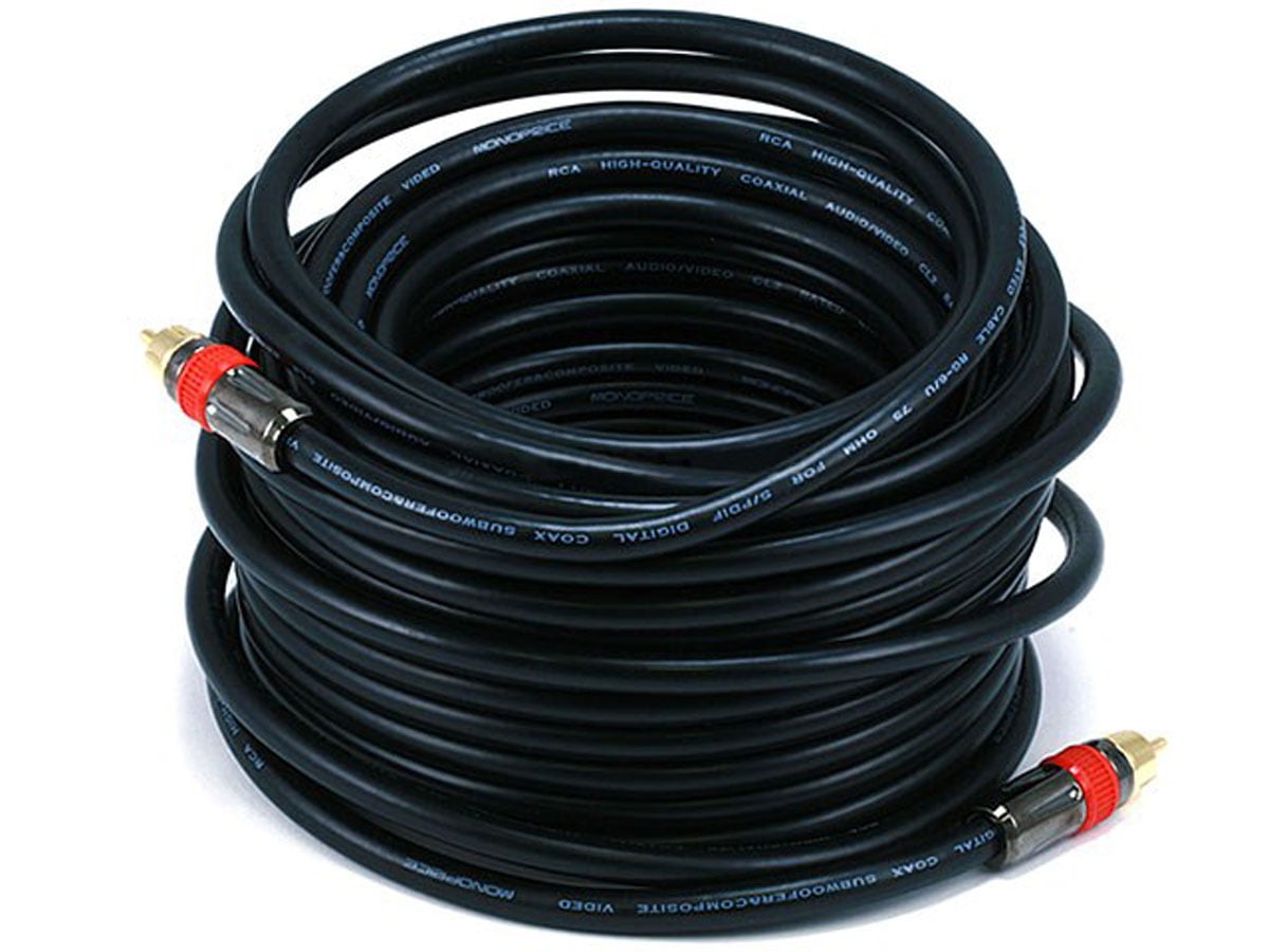Monoprice 50ft High-quality Coaxial Audio/Video RCA CL2 Rated Cable - RG6/U 75ohm (for S/PDIF, Digital Coax, Subwoofer &amp;