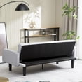 thumbnail image 2 of Yesfashion Folding Recliner Futon Couch Sleeper Set Futon Sofa Bed Convertible Couch Bed with Solid Wood Legs & Armrests Living Room Linen Sofa Bed for Bedroom Living Room, 2 of 9