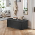 thumbnail image 6 of BOBOKY 43Inches Storage Ottoman Bench, Folding Footrest Padded Seat, Storage Chest Long Shoes Bench with Divider, Holds up to 660 lbs, for Living Room, Entryway, Bedroom,  Black, 6 of 7