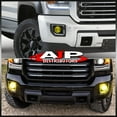 thumbnail image 2 of For 2015-2019 GMC Sierra 2500HD / 3500HD Chrome Front Bumper Driving Fog Lights Lamps Assembly + Bulbs Switch Relay Wiring Harness Kit (Yellow Lens) - 2500 3500 HD 16 17 18, 2 of 6