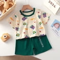 thumbnail image 4 of Ruyang Kids Girls Boys Cotton Lounge Set Short Sleeve Graphic Tee + Elastic Waist Shorts Toddler Loungewear Cute Sleepwear, 4 of 4