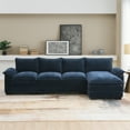 thumbnail image 2 of 118" Modern Chenille Sectional Sofa with Double Cushions,Storage Pockets,5 Seat Upholstered Indoor Furniture, L-shaped Comfy Cloud Couch with Reversible Chaise for Living Room, Apartments(Dark Blue), 2 of 12