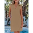 thumbnail image 3 of Vestido EVALESS caqui para mujer, primavera y verano, cuello en V, sin mangas, 3 of 6
