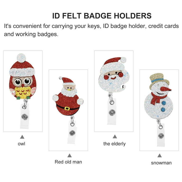 4Pcs Christmas Cartoon Badge Reels Retractable Badge Holders Nurse Badge  Reels