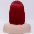 thumbnail image 4 of 14 Pouces Perruque Droite pour Femmes Perruques Synthétiques avec Frange pour Fête Halloween (Rouge), 4 of 6