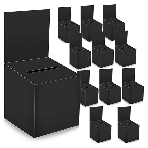 HOT 12-Pack Raffle Box Donation for Fundraising, Ballot Cardboard with Ticket Slot and Removable Title