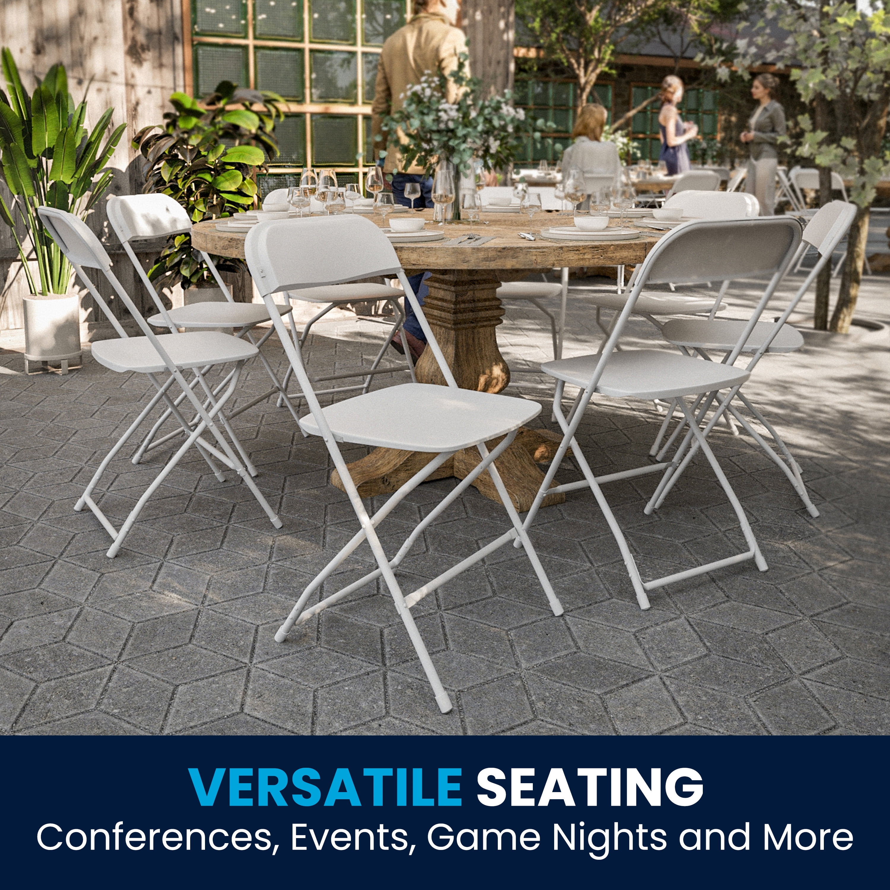 Flash Furniture Hercules Series Plastic Folding Event Chairs for Adults, Set of 10, White