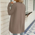 thumbnail image 4 of Solid Color Cardigan Pockets Round Neck Outwear Fashion Loose Knitwear Open Front Warm Pullover Autumn Women Coat Long Cable Knitted Sweater, 4 of 7