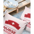 thumbnail image 2 of Pack of 2 Outdoor Pillow Covers, International Nurse Day Traditional Symbols Pink Texture Waterproof Square Throw Pillowcase Cushion Decorative Pillow Covers for Couch Patio Tent, 16x16 in, 2 of 6