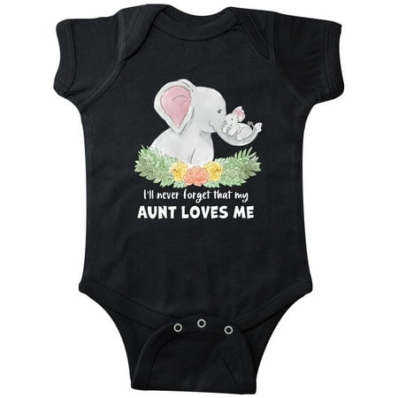 

Inktastic I ll Never Forget That my Aunt Loves Me Cute Elephants Gift Baby Boy or Baby Girl Bodysuit
