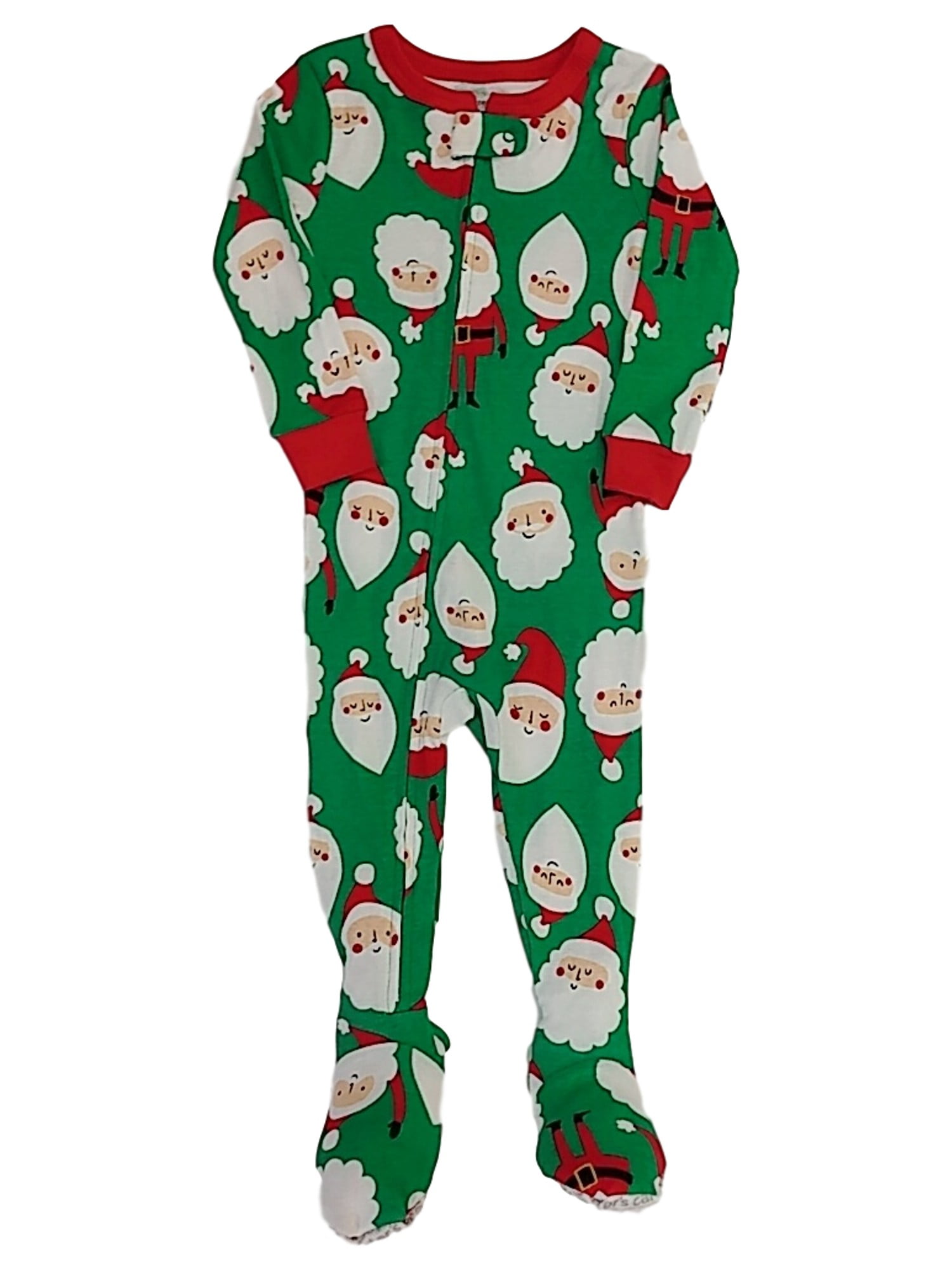 Carter's Carters Infant & Toddler Boys Green Santa Christmas Footie Carters Christmas Pajamas