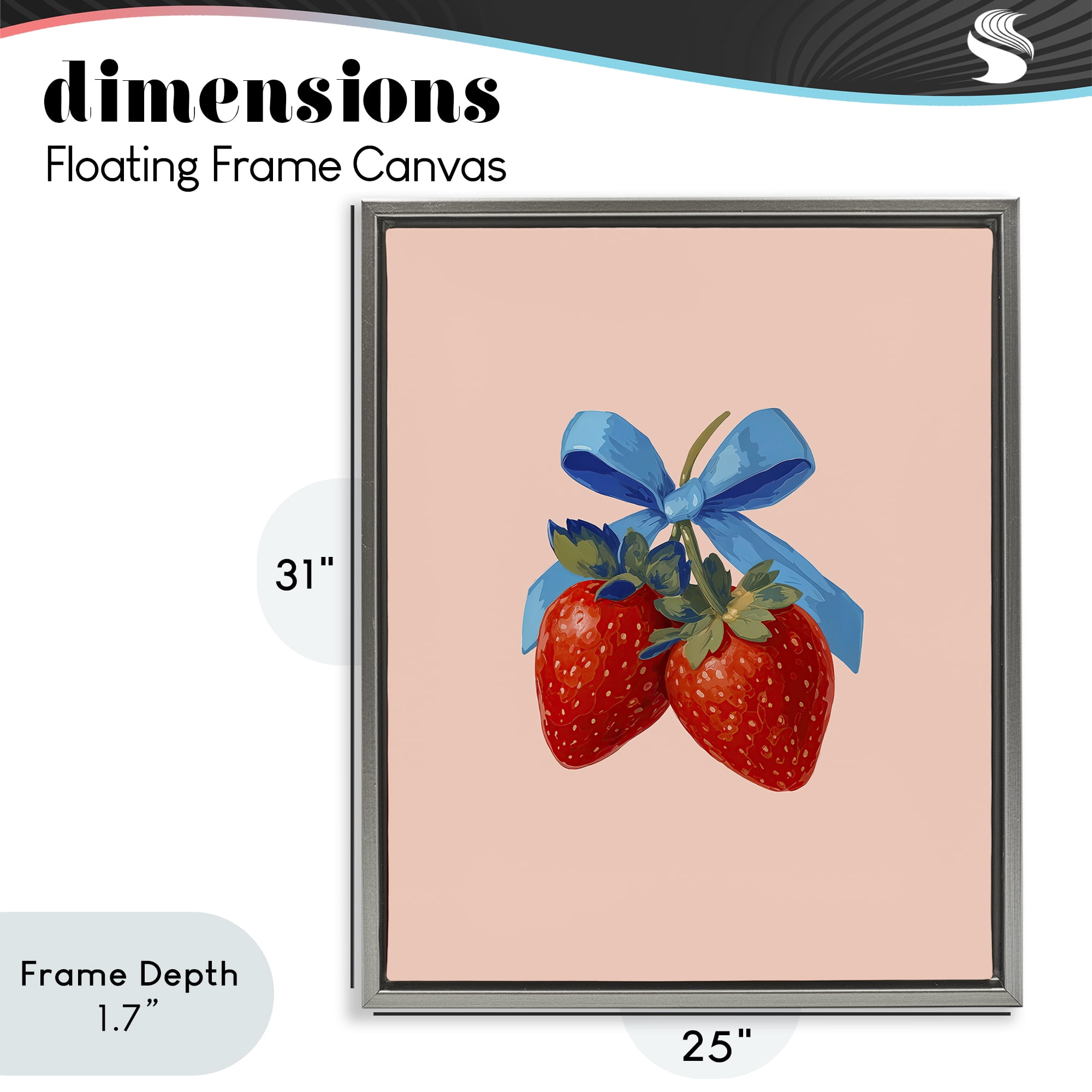 Stupell Industries Strawberry Pair with Blue Bow Gray Framed Floater Canvas Wall Art, design by Imagine It Images