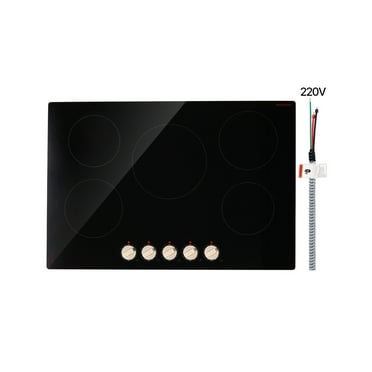 KFFKFF 30 Inch Induction Stove, 9200W Built-in Stove Top, 5 Burner Electric Cooktop with Knob Control Cooktop, 12 Power Levels Integrated Induction Stove with Glass Top, Automatic Power-Off
